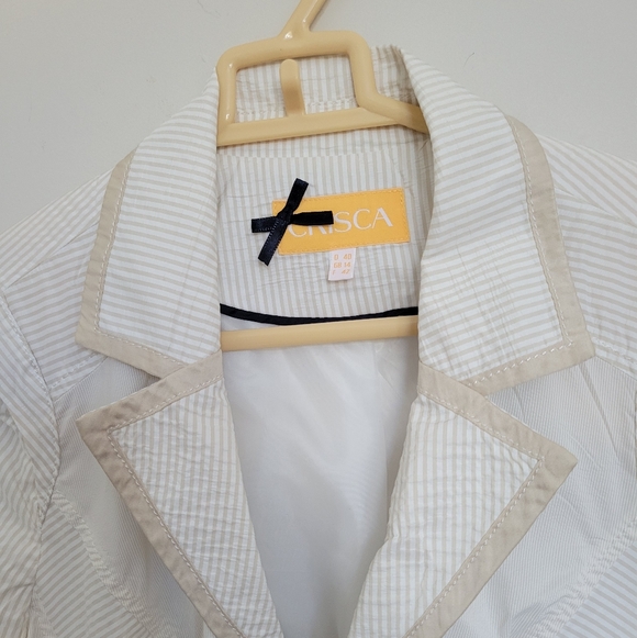 Crista White /Beige Spring Jacket NWOT Germany Size 14 Lined Zip Front - Picture 2 of 10